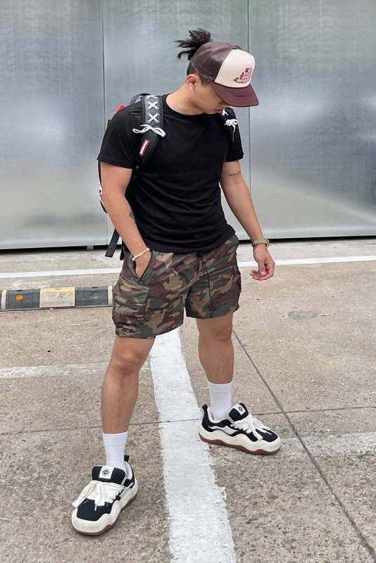 Camo Cool Nylon Cargo Shorts