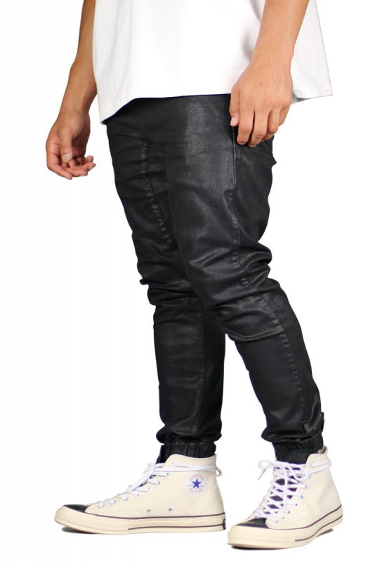 Wax Coated Denim Joggers