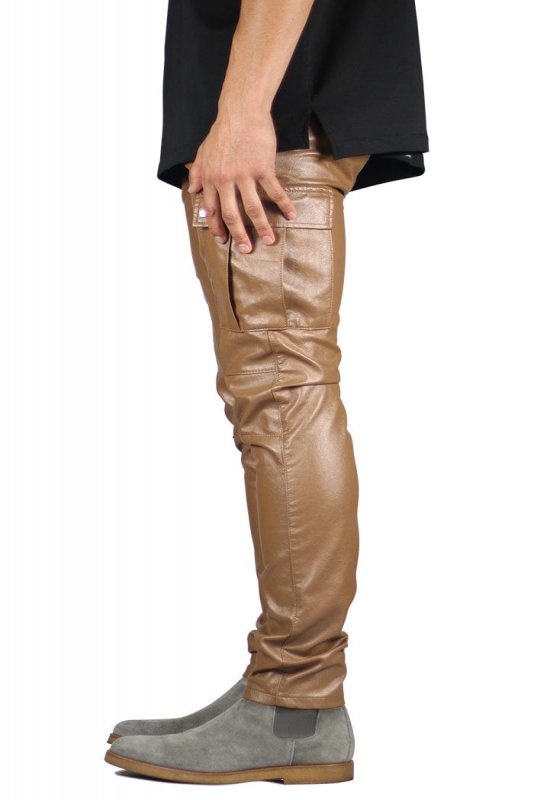 Brown Leather Cargo Pants