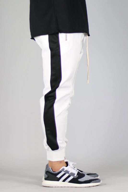 White Track Zipper Joggers
