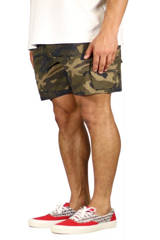 Olive Camo Cool Nylon Cargo Shorts
