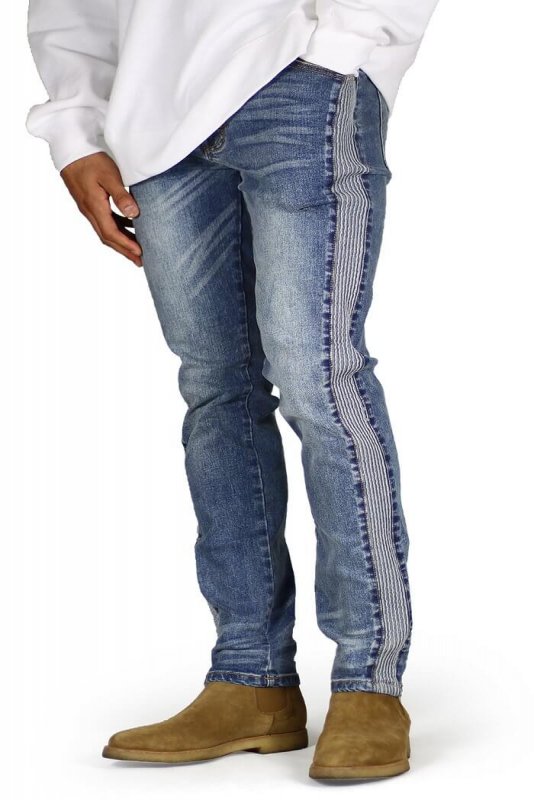 M.Blue Biker Track Jeans