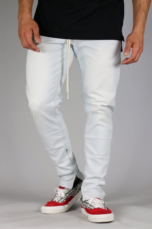 White Blue Stack Zipper Jeans