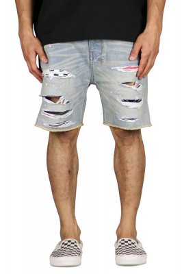 Indigo Patch Denim Shorts