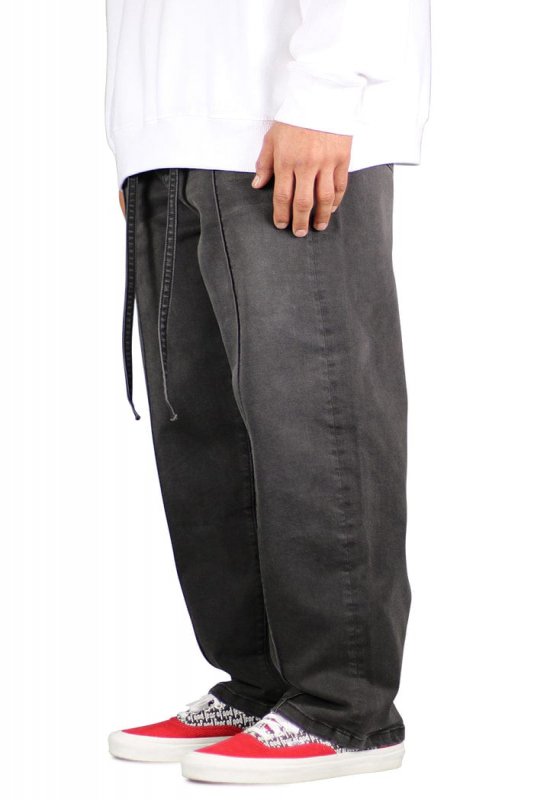 Fade Black Pleated Baggy Wide Jeans