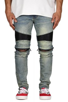 Indigo Moto Zipper Jeans