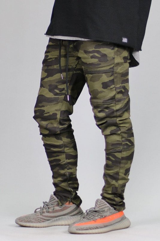 Olive Camo Zipper Pants
