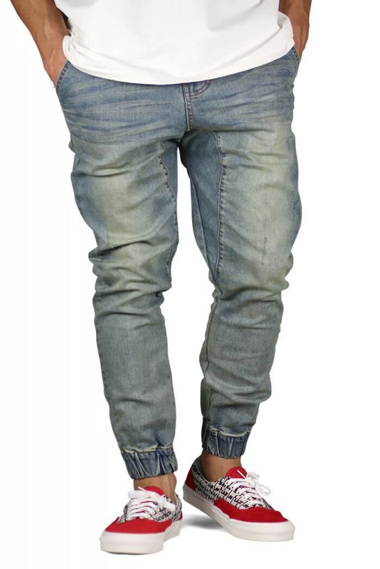 Indigo Drop Crotch Denim Joggers