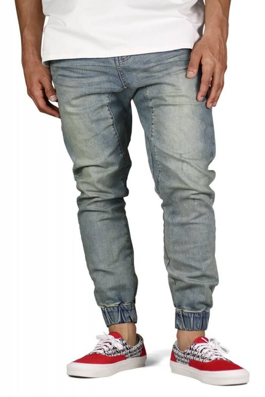 Indigo Drop Crotch Denim Joggers