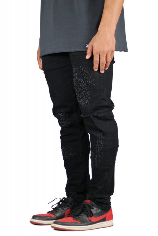 Jet Black Slit Jeans