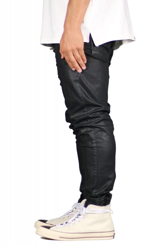 Wax Coated Denim Joggers