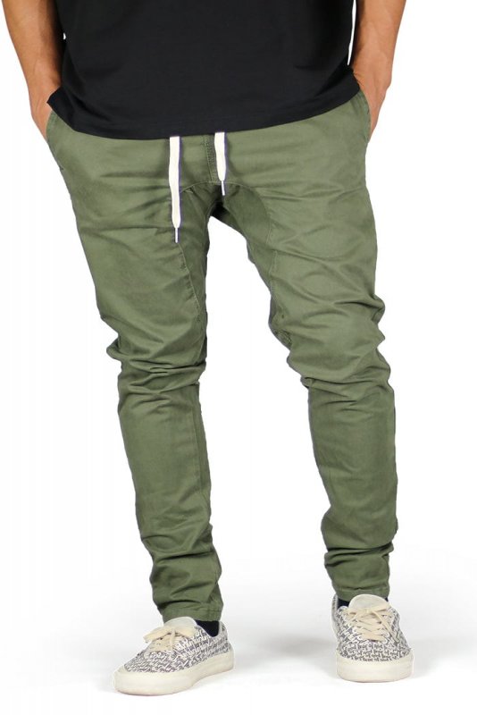 Olive Drop Crotch Pants