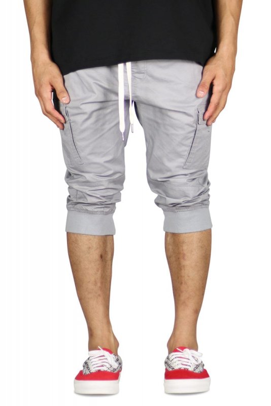 Gray Cargo Jogger Shorts