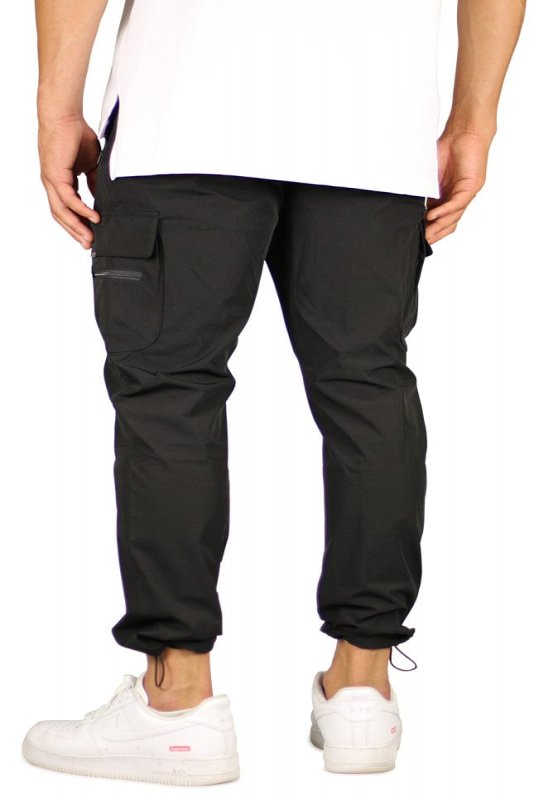 Black Cool Nylon Cargo Pants