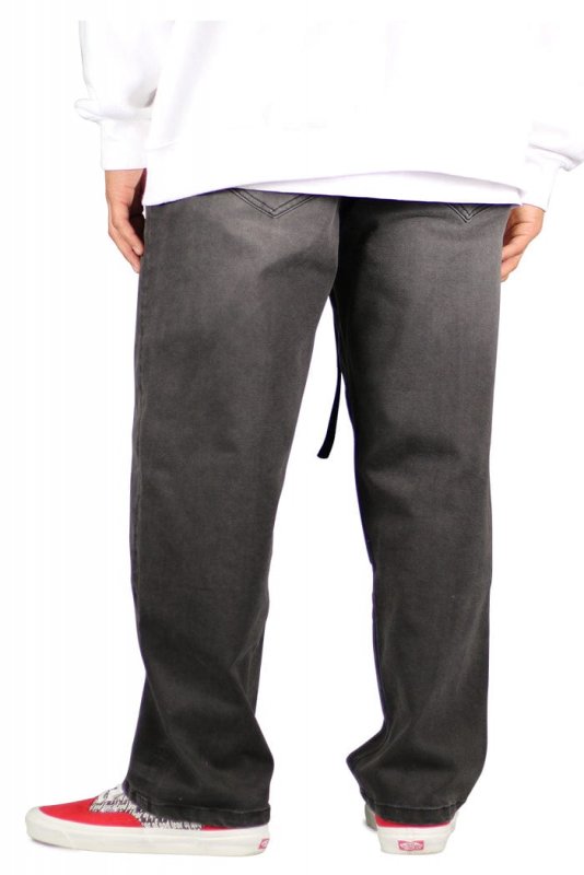 Fade Black Pleated Baggy Wide Jeans