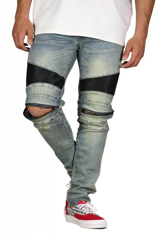 Indigo Moto Zipper Jeans