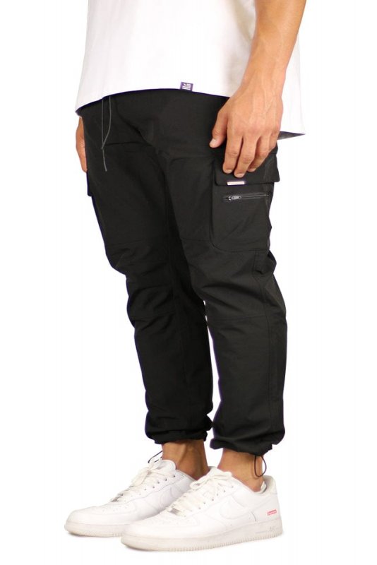 Black Cool Nylon Cargo Pants