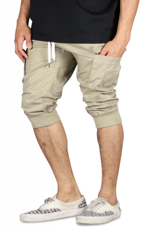 Khaki Cargo Jogger Shorts