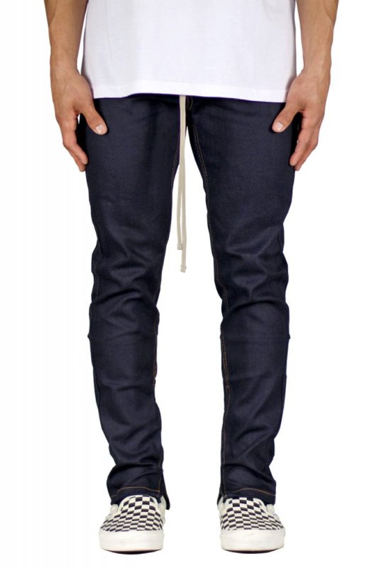 Raw Indigo Stack Zipper Jeans