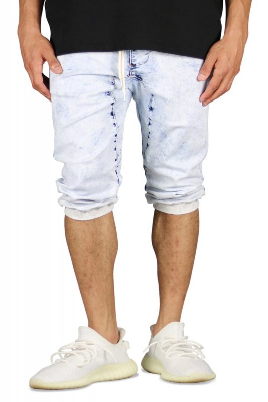 Acid Blue Denim Jogger Shorts