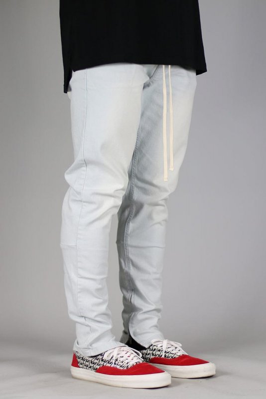 White Blue Stack Zipper Jeans