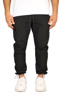 Black Cool Nylon Cargo Pants