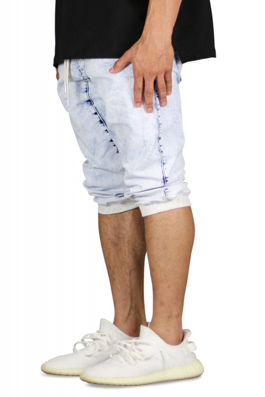 Acid Blue Denim Jogger Shorts