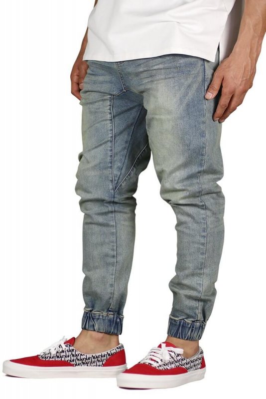 Indigo Drop Crotch Denim Joggers