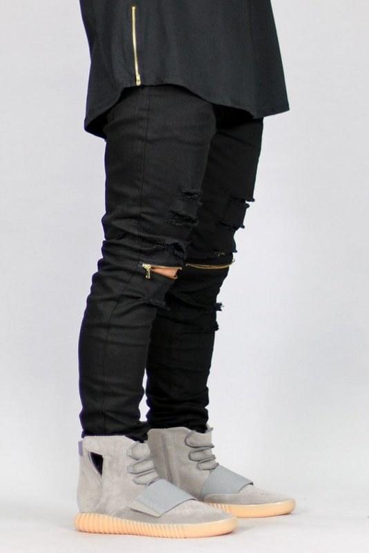 Black Knee Zipper pants