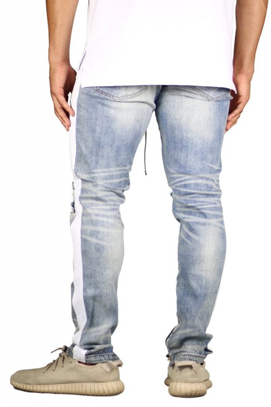 LT.Blue Track Zipper Jeans