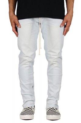 White Blue Stack Zipper Jeans
