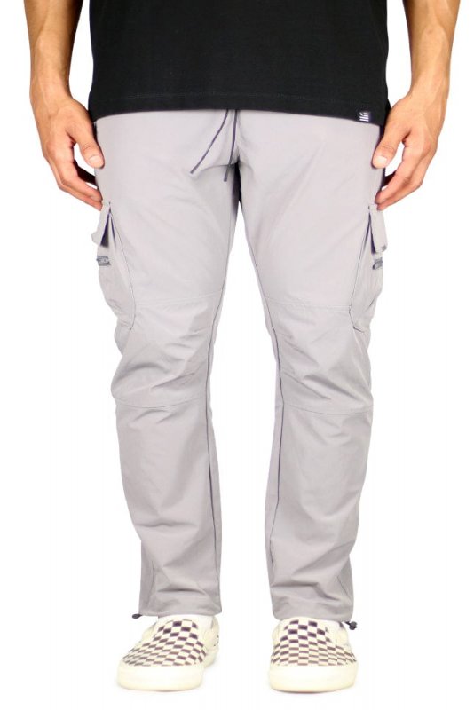 Gray Cool Nylon Cargo Pants