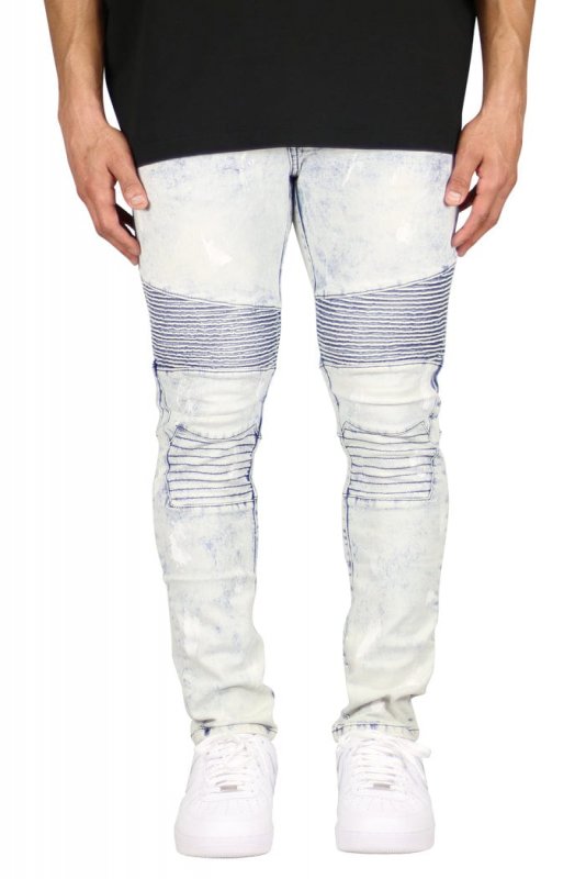 Bleach Blue Biker Jeans