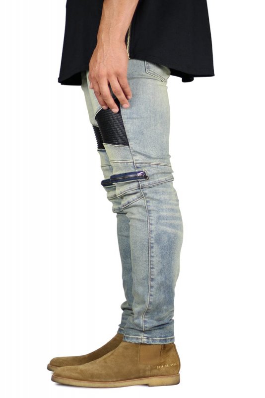 Indigo Moto Zipper Jeans