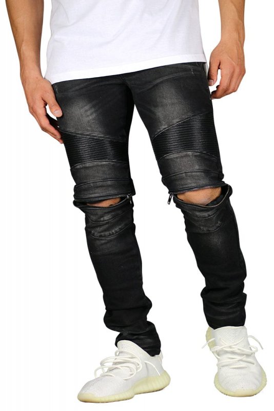 Black Moto Zipper Jeans