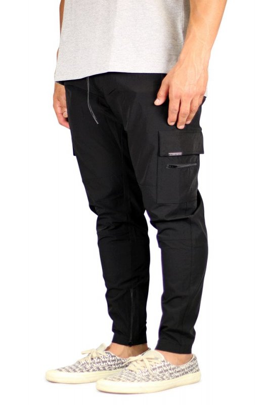 Black Cool Nylon Zipper Pants