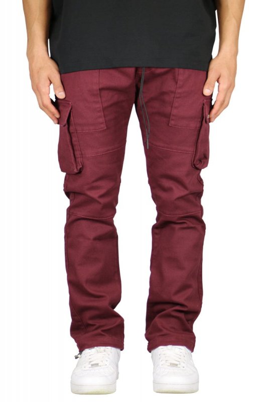 Burgundy Straight Cargo Pants