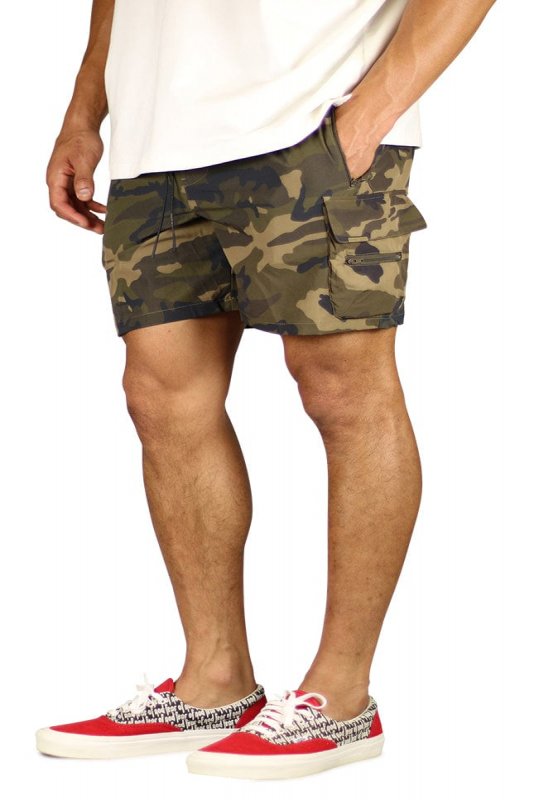 Olive Camo Cool Nylon Cargo Shorts