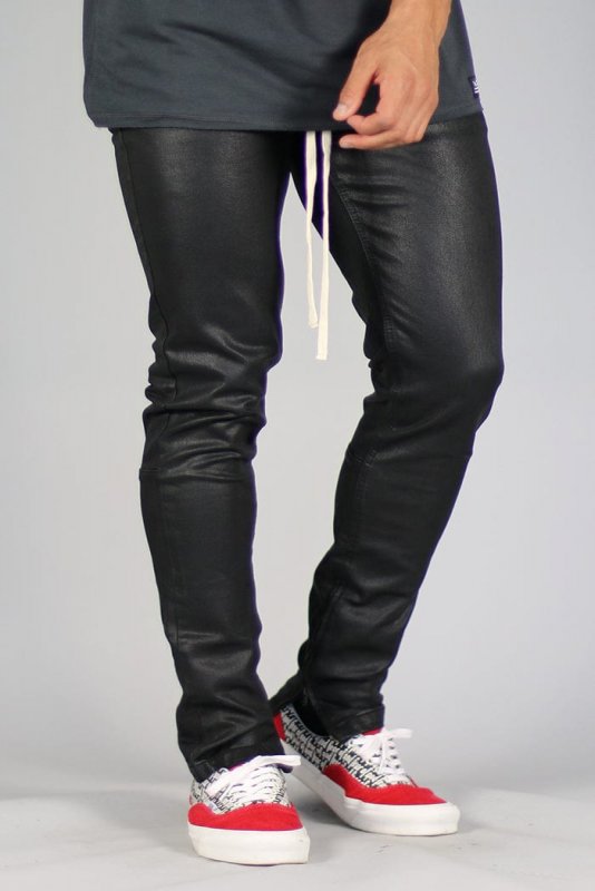 Wax Coated Stack Zipper Jeans